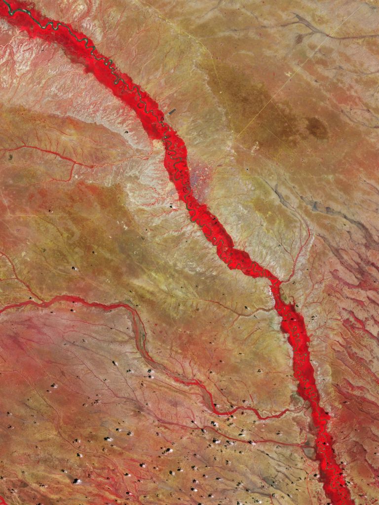 Der Tana ist Kenias größter Fluss. Er mündet in die Ungwana-Bucht in den Indischen Ozean  Foto: ESA